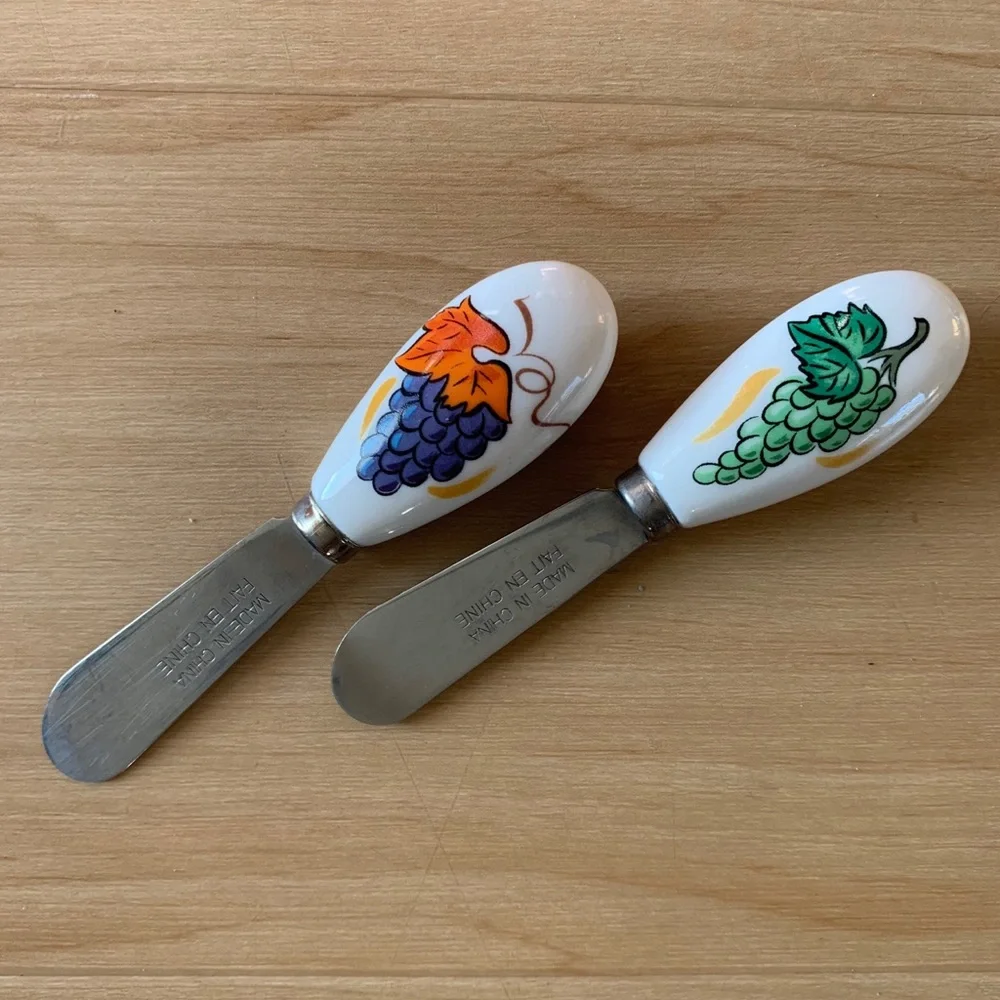 VINTAGE CHINA PORCELAIN BREAD & OIL DIPPING SET 2 SPREADERS